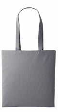 The RL100 by Nutshell is a minimalist plain gray tote bag featuring long, flat handles and an empty interior.