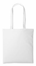 A Nutshell RL100 plain white canvas tote bag with two long handles is displayed against a white background.
