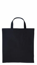 A Nutshell RL110 plain black tote bag with short handles displayed against a white background.