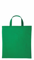 A Nutshell RL110 tote bag with two handles in green set against a white background.