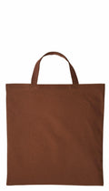 A Nutshell RL110 tote bag crafted from brown fabric with short handles against a white backdrop. This straightforward and unembellished bag highlights its rectangular shape and robust texture.