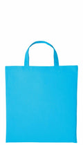 The RL110 tote bag by Nutshell is featured in a vibrant blue color with short handles set against a plain white background. It boasts a minimalist and smooth design, free from any logos or patterns.
