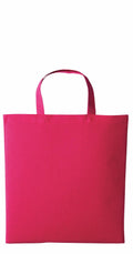 The RL110 by Nutshell is a vibrant pink tote bag featuring a simple rectangular form and two robust handles. This plain design has no patterns or logos, showcased against a white background.