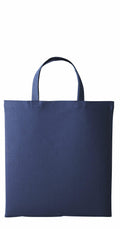 Against a white background, the RL110 tote by Nutshell showcases a simple and minimalist design in dark blue. Its flat silhouette is completed with short handles and features no visible logos or patterns.