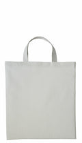 A Nutshell RL110 tote bag is showcased against a white background, featuring a light gray hue with two short handles. It appears to be crafted from a simple fabric, likely cotton or canvas.