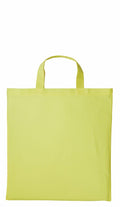 A vibrant yellow RL110 reusable tote bag by Nutshell, featuring short handles and displayed on a plain white background. The bag has a smooth texture and looks spacious, making it perfect for carrying groceries or everyday items.