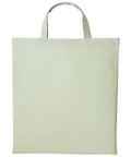 A Nutshell RL110 tote bag in a plain, light green hue is displayed against a white background. The bag features handles and a simple, rectangular design.