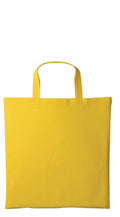 Introducing the RL110 by Nutshell: a vibrant yellow tote bag featuring two short handles. This bag boasts a clean, rectangular design and is showcased against a white background.