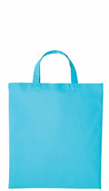 A vibrant blue RL110 tote bag by Nutshell, featuring two handles, is presented on a white background. The bag is empty and stands upright, highlighting its rectangular shape and sleek lines.