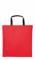 A Nutshell RL130 tote bag, featuring a plain red design with black handles, set against a white background.