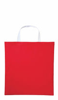 The Nutshell RL130 is a stylish red tote bag featuring white handles, showcased on a simple white background.