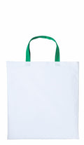 A white tote bag with green handles from Nutshell, model RL130.