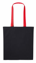 A Nutshell RL150 tote bag in black with red handles.