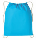 Introducing the Nutshell RL300, a vibrant blue drawstring backpack featuring contrasting white cords. This minimalist design boasts a sleek fabric surface and durable strings, ensuring easy and reliable carrying.