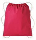 The RL300 by Nutshell is a vibrant red drawstring backpack featuring beige strings. It boasts a minimalistic design with a smooth, unadorned surface, free from any patterns or logos.