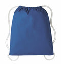 The RL300 drawstring backpack by Nutshell, featuring a blue design with white strings, is displayed against a white background. The bag boasts a simple, solid look where the strings function as both the closure and shoulder straps.