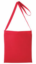 The RL400 tote bag by Nutshell, featuring a plain red design and a long shoulder strap, displayed against a white background.