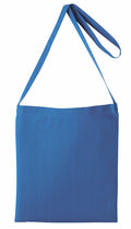 The Nutshell RL400, a fabric tote bag in blue with a long strap for shoulder carrying, displayed against a white background.