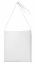 A Nutshell RL400 tote bag featuring a plain white design and a long strap, showcased against a white background.