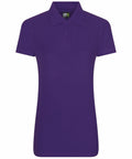 Introducing the RX01F by ProRTX: a stylish polo shirt in plain purple, featuring short sleeves, a collar, and a front buttoned placket.