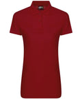 The RX05F by ProRTX is a classic red polo shirt featuring short sleeves and a collar. Displayed against a white background, this shirt includes three buttons and offers a standard fit.