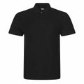 A ProRTX RX101 polo shirt in black, featuring a collar and short sleeves, is displayed against a white background.