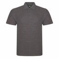 The RX101 by ProRTX is a plain dark gray polo shirt featuring short sleeves, a collar, and a three-button placket with matching colored buttons. Made from a soft cotton blend fabric, it’s ideal for casual or semi-formal occasions.