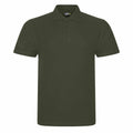 A ProRTX RX101 polo shirt in a plain dark green color, featuring a collar and three buttons on the front.