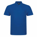 RX101 by ProRTX is a plain blue polo shirt featuring short sleeves and a collar, displayed against a white background. It showcases a simple design with a three-button placket.