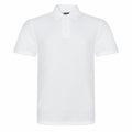 The RX101 by ProRTX is a plain white polo shirt featuring short sleeves and a collar, displayed against a white background.