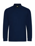 The RX102 from ProRTX is a plain navy blue long-sleeve polo shirt featuring a collar and three buttons, shown against a white background.