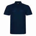 A sleek RX105 polo from ProRTX in dark blue, featuring a classic collar and three-button design, shown with its smooth fabric against a simple white backdrop.