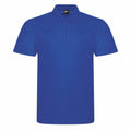 Introducing the RX105 by ProRTX: a smooth, vibrant blue polo shirt with a collar and short sleeves. It features a stylish button placket down the front, all beautifully displayed on a white background.