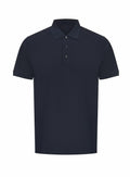 The RX109 by ProRTX is a plain black polo shirt featuring short sleeves and a buttoned collar.