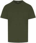 A plain olive green short-sleeve T-shirt, from ProRTX's RX151 line, displayed against a white background. The shirt features a round neckline and a simple design.