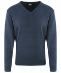 A ProRTX RX200 long-sleeve V-neck sweater in dark blue, showcased on a simple white background.