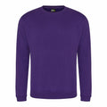 The RX301 sweatshirt by ProRTX, featuring a plain purple design, crewneck style, and long sleeves, is showcased against a white background. The fabric looks soft and comfortable with a round neckline.