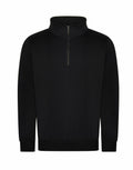 RX305 by ProRTX is a black quarter-zip pullover featuring long sleeves and ribbed cuffs.