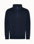 RX305 by ProRTX is a black quarter-zip pullover featuring a high collar and long sleeves, showcased against a white background.