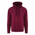 A plain maroon hoodie, model RX350 from ProRTX, featuring a front pocket and drawstrings, is centered against a white background.