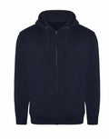 The RX351 by ProRTX is a black zip-up hoodie featuring a drawstring hood and front pockets, showcased against a white background.