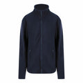 A ProRTX RX401 navy blue fleece jacket featuring a high collar and two zippered side pockets, displayed on a white background.
