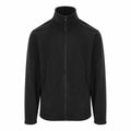 The RX402 by ProRTX is a black zip-up fleece jacket featuring long sleeves, a high collar, and two side pockets.