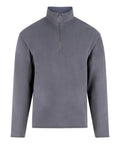 The Fleece is a grey long-sleeve jumper featuring a quarter-zip fastening and stand-up collar, displayed on a plain white background.