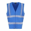 The ProRTX RX700, a blue safety vest featuring reflective grey stripes across the chest and shoulders, is shown against a plain white background.