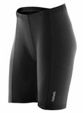 Black S187F compression shorts from Spiro, featuring an elastic waistband and a logo near the hem.