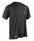 A plain black short-sleeve T-shirt featuring the word "SPIRO" printed in white at the bottom front, brought to you by Spiro and known as the S253M.