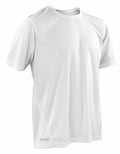 Product S253M from Spiro is a plain white short-sleeve t-shirt featuring a crew neck. It showcases subtle stitching details and offers a relaxed fit. The branding "SPIRO" is printed in small letters near the bottom left hem.