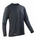 Spiro's S254M is a long-sleeve black T-shirt featuring a round neckline and a small logo on the lower left side.