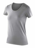 Spiro's S280F, a gray short-sleeve t-shirt with a crew neck, showcased against a white background.